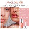 Plumping Lip Oil, Hydrating Lip Gloss Tinted Lip Balm Lip Care Transparent Toot Lip Oil, Big Brush Head Glossy Shine Lip Glow Oil Primer Lip Tint, Gift for Her (001# Pink)