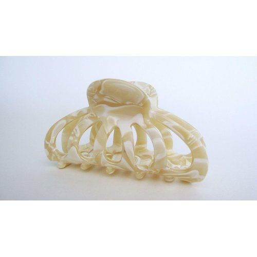 Generic Medium size vanilla blonde pearl white marbled hair claw clip
