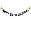 HAPPY 55TH BIRTHDAY Banner,Pre-Strung,Black Paper Glitter Party Decorations for 55 Years Old 55TH Birthday Party Supplies Letters Black ZHAOFEIHN