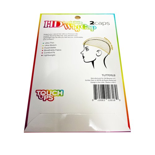 Touchups HD Wig Cap Invisible/Transparent/Breathable/Stretch/One Size for Lace Front Wig (2 caps x 5 packs) (LIGHT BROWN)