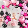 Pink Black Balloon Arch Kit, Mini Mouse Balloon Arch Kit, Pink and Black Polka Dot Balloons Mini Mouse Theme Party Decorations, Mini Balloon Arch for Girls Birthday Party Mini Mouse Party Supplies