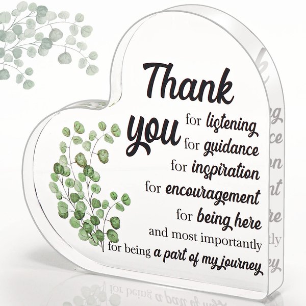 Thank You Gift for Women Men, Appreciation Gifts for Teacher Boss, Coworker Leaving Gift, Decoration Heart Shape Acrylic Sign Gift