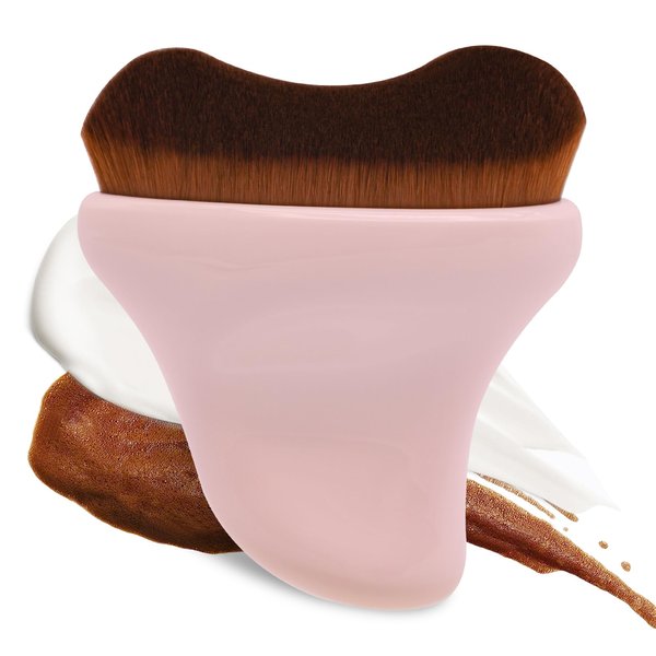 BEAUTYFACTOR Self Tanner Brush - Kabuki Brush Body Leg Makeup Brush for Self Tanner,Sunscreen - Self Tanning Mitt Bronzer Brush for Face Body Self Tan (Pink)