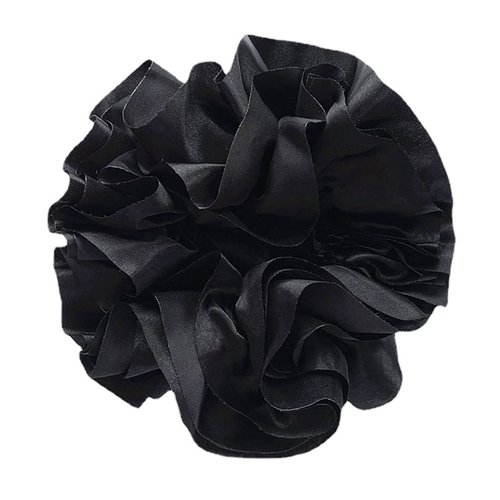 2 Pcs Satin Scrunchies Jumbo Size Pleated Hair Bands Hair Tie Ponytail Holder Hair Accessories for Women and Girls, Black
