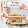 PySona 2 Pieces Natural Wooden bristle nail brushes for Cleaning Fingernail and Toenail non-slip two-sided Grip Hand foot Nail Brush Set Manicure Pedicure Scrubber Supply Men Women Girls