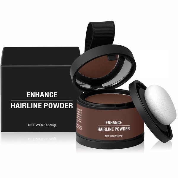 Magic Root Cover Up, Magic Root Cover Up, Hairline Shadow Powder, Root Touch Up Powder with Mirror for Women & Men, Water Sweat Resistant, Medium Brown