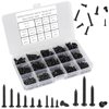 HanTof 625pcs M2 M3 M4 Phillips Pan Head Self-Tapping Wood Screws,14 Sizes Cross Recessed Round Head Self Tapper Screws Assortment Kit for Wood,Plastic and Soft Metal,Black Carbon Steel,Sharp Point