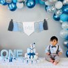 Tassels High Chair Banner For 1st Birthday，First Birthday Party Decorations，Baby Boy 1st Birthday Banner，Cake Smash Backdrop Banner，Rustic Theme 1st Birthday Decorations (Blue)