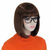 Bopocoko Brown Bob Wigs for Velma Costume Women Girls with 1*Black Glasses Short Bob Hair Wig with Bangs Natural Cute Synthetic Colorful Wigs for Party Halloween BU027DBR