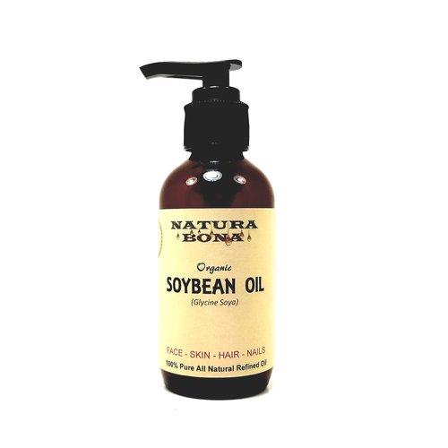 Pure Organic Soybean Oil for Face, Hair, Body and Nails. Cold Pressed,100% Natural, No Additives. A Proven Natural Moisturizer. 4oz Amber Glass Pump Bottle