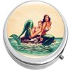 Vintage Mermaids Medicine Vitamin Pill Box - Portable Pillbox case fits in Purse or Pocket