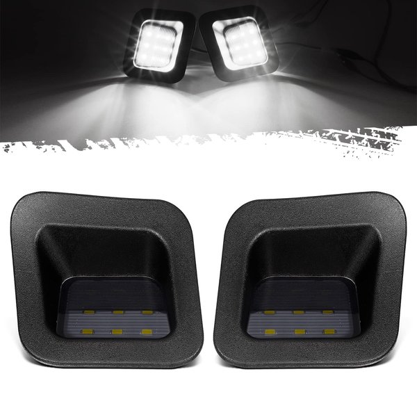Partsam Full Led License Plate Lights Lamp Assembly Smoke Black Housing Compatible with Dodge Ram 1500 2500 3500 2003-2018 Pickup Truck Rear Step Bumper Replacement, Pack of 2