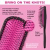 The Knot Dr. hair brush by Conair - Detangling hair brush - Ideal for all hair types - Removes Knots and Tangles in wet or dry hair- Black Neon w/Travel Case - Pink