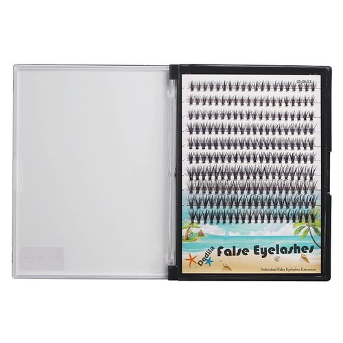 Dedila 200Pcs Handmade Individual False Eyelashes Thickness 0.07mm D Curl Mixed 10-12-14mm /11-13-15mm/12-14-16mm/16-18-20mm 3D Volume Cluster Eye Lashes Etensions (12-14-16mm)