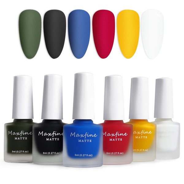 LOKFAR 6 Colors Matte Nail Polish Set, Mist Effect Matte Finish Velvet Gel Nail Polish Kit, Long Lasting Waterproof Velvet Nail Polish Nail Art 8 ml/Bottle -#D