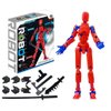 Schythely Titan T13 Action Figures Set-(Assembly Required) Robot Action Figure Fidget Toys for Nova N13 Anime Figures with 3D Lucky Dummy 13 Robot Figures Multi Movable Joints Gifts (Red Blue)