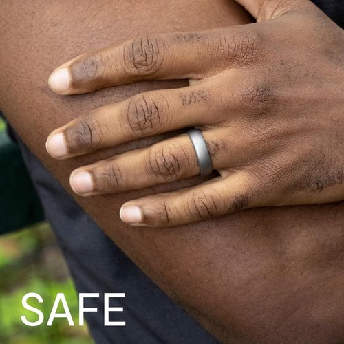 ROQ Silicone Rubber Wedding Ring for Women, Thin Lavender Leaves, Wedding Band, Bridal Jewelry Set, 4.5mm Wide 2mm Thick, 4 Pack, Black, White, Marble, Silver, Dark Blue, Dark Green, Bordeaux, Size 7