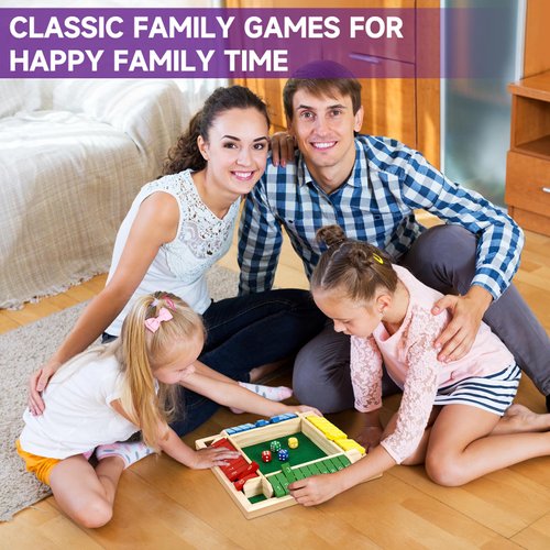 Kiapeak 1-4 Players Shut The Box Dice Game, 10 Numbers Traditional Wooden Pub Bar Board Game, Family Classics Tabletop Version Games for Classroom, Party, or Pub