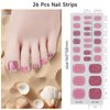 DUKASOU Semi Cured Gel Pedicure Strips, (cherry blossoms falling)26 PCS Gel Nail Strips Works with any UV Light, Salon Quality Gel Nail Stickers，Easy to Apply & Remove