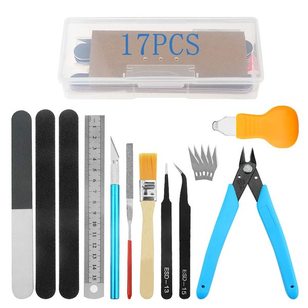Bigstone 17 PCS Gundam Model Tools Kit Hobby Building Tools Set for Cars, Airplanes, Buildings, Gundam, Robots Models Building Repairing and Fixing ext.