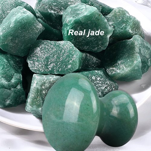 ideayard Mushroom Gua sha 2Pcs Jade Eye Massage Facial Tool Smooth Cute Mushroom Shaped Scraping for Women SPA Lift Remove Wrinkles (Rose Quartz+Green)