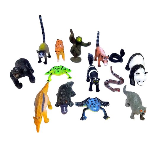 Mini Safari Jungle Rain forest Animals Play Set, Assorted Creatures, 28 ct (2 sets of 14)- Kids Miniature Party Favors, Bag Stuffer, Pinata Filler, Gift, Prize, Educational Counting & Sensory Toys