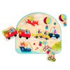 B. toys- Vehicles On The Go!- Wooden Peg Puzzle – Educational Puzzle – Vehicles Peg Puzzle for Toddlers, Kids – 7 Chunky Pieces – 18 Months +