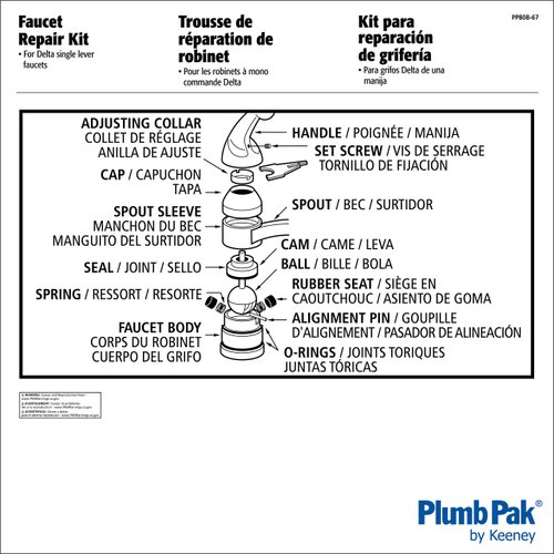Faucet Repair Kit W/Ball Delta Single Lever