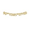 90 Years Loved Banner, Gold Glitter Happy 90th Birthday Party Decorations