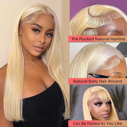 Blonde Lace Front Wigs Human Hair 13x4 HD Straight 613 Lace Front Wig Human Hair 150% Density Blonde Human Hair Lace Front Wigs Glueless Wigs Human Hair Pre plucked 613 HD Lace Frontal Wig for Women (28 Inch, 613 lace front wig human hair)