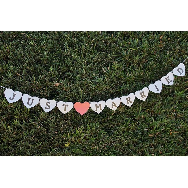 Just Married Wedding Banner Garland - Pearl White