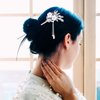 2 Pieces Rhinestone Pearl Flower Hair Stick Vintage Chinese Hair Chopsticks Vintage Tassel Hair Pin Chignon Pin Chopsticks Hair Styling Hair Making Accessories for Women (Silver)