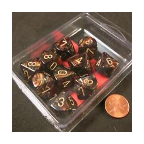 Chessex Dice Sets: Scarab Blue Blood with Gold - Ten Sided Die d10 Set (10) - 27219