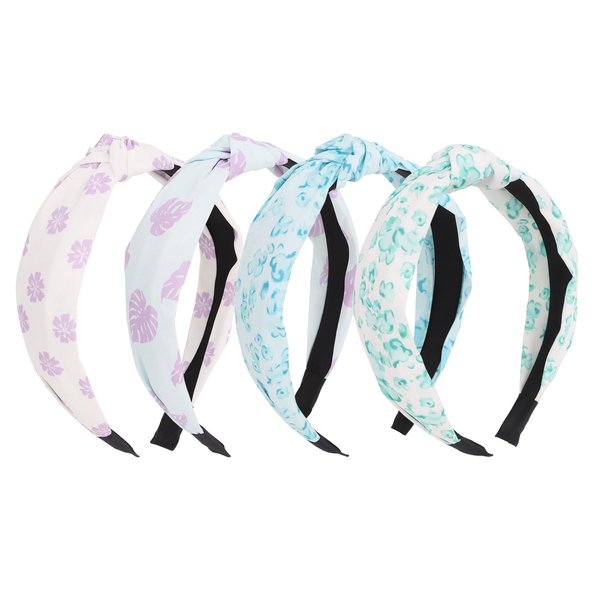 YISSION 4PCS Knotted Headbands for Women Girls Non Slip Flower Printed Head Bands Top Knot Headband Fashion Hairbands Hair Accessories for Women Girls