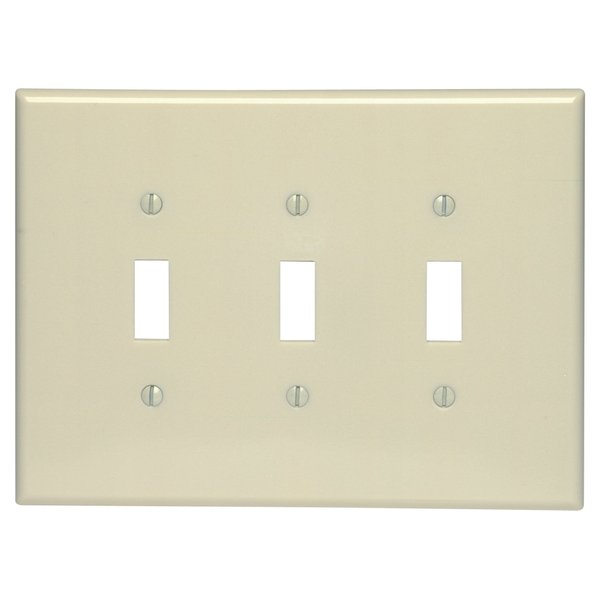 Leviton 86111 3-Gang Toggle Device Switch Wallplate, Oversized, Thermoset, Device Mount, Ivory