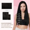 GOO GOO Sew in Hair Extensions Real Human Hair, Weft Hair Extensions Human Hair, 1B Natural black 18 Inch-100g, Weft Bundles Straight Silky Remy Hair