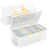 REAQUE 2Pcs Plastic Trading Card Storage Box, Holds 1200+ Unsleeved Cards with 2 Dividers, Organizer for MTG, PTCG, YGO, CCG, and Sports Card Collections