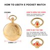 Realpoo Gold Smooth Shield Round Case Quartz Pocket Watch Quartz Movement with Chain-Gold