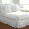 FRESH IDEAS Ideas Ruffled Eyelet Bed Skirt Dust Ruffle with Gathered Styling and Embroidered Details, 14" Drop Length, King, White