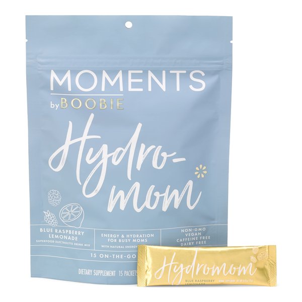 Boobie Hydromom Electrolyte Drink Mix for Moms, Organic Hydration Supplement with Electrolytes + Vitamin B for Pregnancy, prenatal, and Lactation Support
