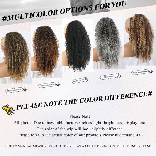 LEOSA Kinky Curly Ponytail Extension for Black Women Black Drawstring Ponytail Synthetic Long Afro Kinky Ponytail Extension Deep Curly Instant Clip Hair Ponytail 26inch