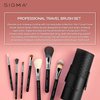 Sigma Beauty Travel Makeup Brush Set – Travel Makeup Brushes with Premium Fibers and Sleek, Durable Handles for Face & Eyes, Includes 7 Black Makeup Brushes and a Makeup Brush Cup