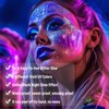 BADCOLOR 5 Pack UV Glow Body Glitters + Quick Dry Glue Kit, Neon Powder for Face, Hair, Eye Makeup, Nail Art, Cosmetic Loose Glitter for Music Festival Carnival Concert Party Rave Accessories