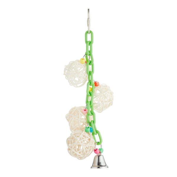 You & Me 4-Ball Chain with Bell Noisemaking Bird Toy Small