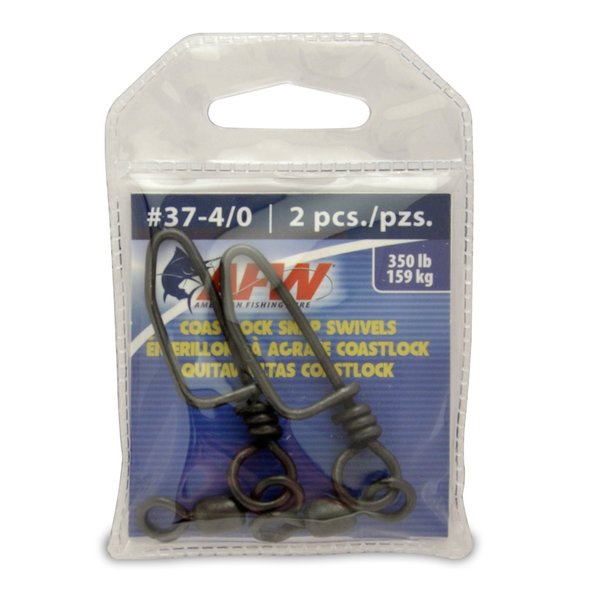 American Fishing Wire Brass Coastlock Snap Swivels (Black/225 Pound Test, 5-Pieces)
