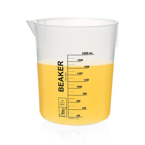 ULAB Scientific Stackable Graduated Plastic Beakers, 3pcs of 1000ml(33.8oz), with Easy-to-Read Printings in Black, UBP1014