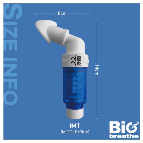 Bigbreathe IMT Middle(Blue) | Inspiratory Muscle Trainer for Amateur Players and Singers, Breathing Exercise Device, Compact and Easy to Clean