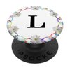 Cell Phone Pop Out Holder,Floral White Daisy Flower Letter L PopSockets Grip and Stand for Phones and Tablets