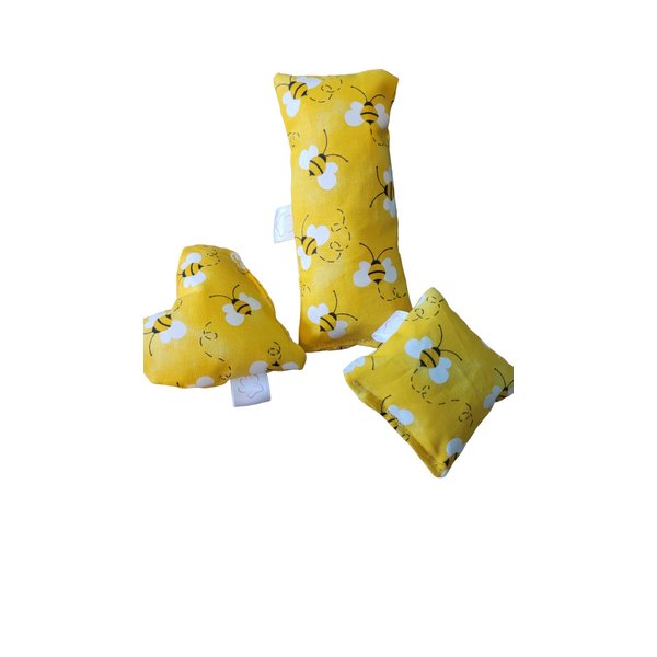 Honey Bee Catnip Pillow Toy Kicker. Made with Organic Catnip (1 of each shape)