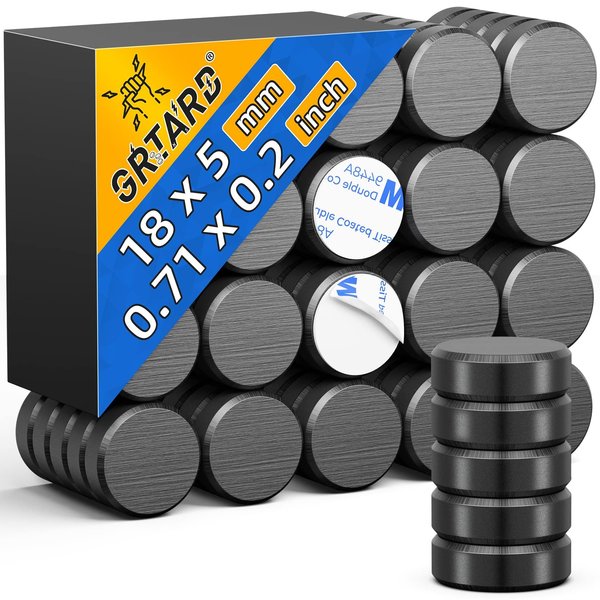 50Pcs Small Magnets for Crafts with Adhesive Backing Ceramic Magnets Round Disc Magnets, Strong Magnets Perfect for Button DIY Tiny Magnet Craft Hobbies, Science Projects（0.71'' D x 0.2''H)
